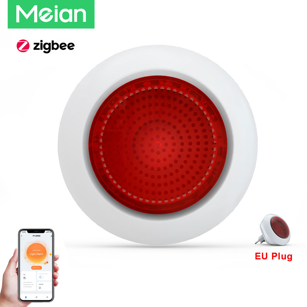 Meian Flash Sound Siren Alarm Tuya Zigbee 110V 220V Sirena Alarma 100dB Wireless Alarme System Security Control SmartLife