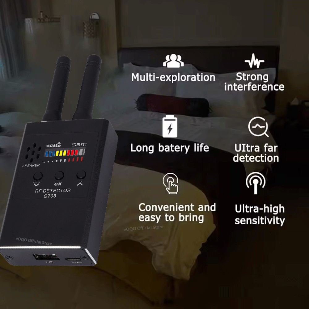 Professional Wireless RF Signal Detector Bug GSM Listening Device Finder GPS Tracker Hidden Camera Finder Automatic Scanner G768