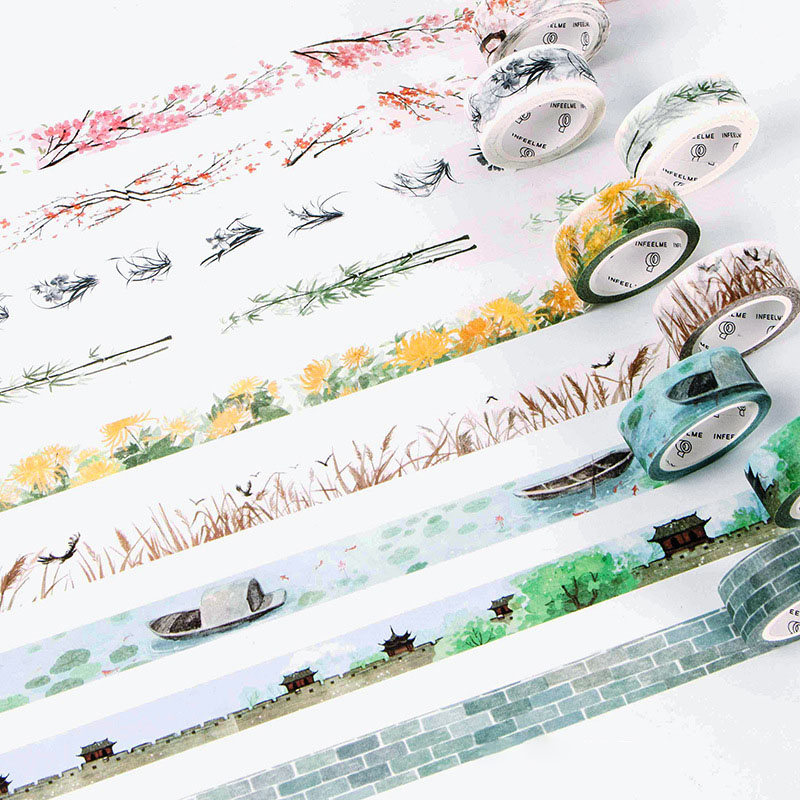 Cute Flower Washi Tape Kawaii Vintage Retro Decorative Adhesive Tape DIY Masking Tape For Scrapbooking Photo Album Home Decor