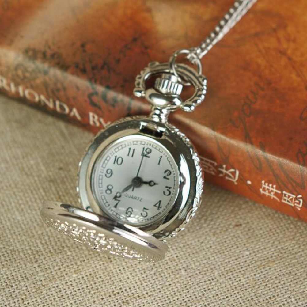 1 pc Retro Style Pocket Watch Chain Watch For Men Women Vintage Silver Mechanical Timepiece Wedding Birthday Gift