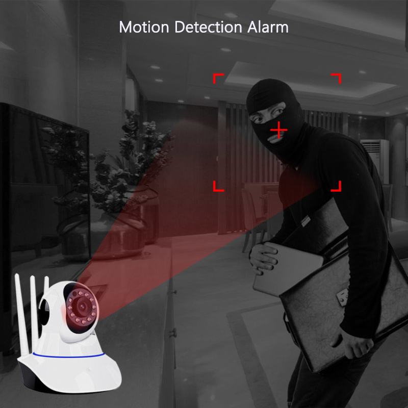 V380 Motion Detection Alarm 3-Antenna Indoor Remote Intelligent WiFi 360 High-definition Night Vision Camera Sharing APP Control