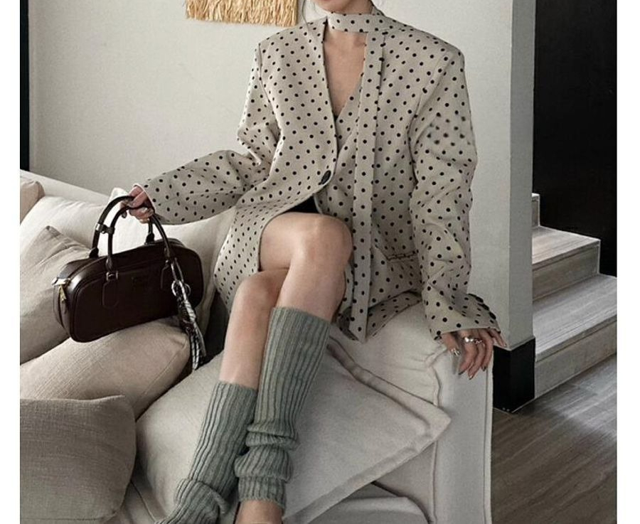 Streamer Polka Dot Blazer Women&#039;s Luxury Sense 2025 New Retro Temperament Suit