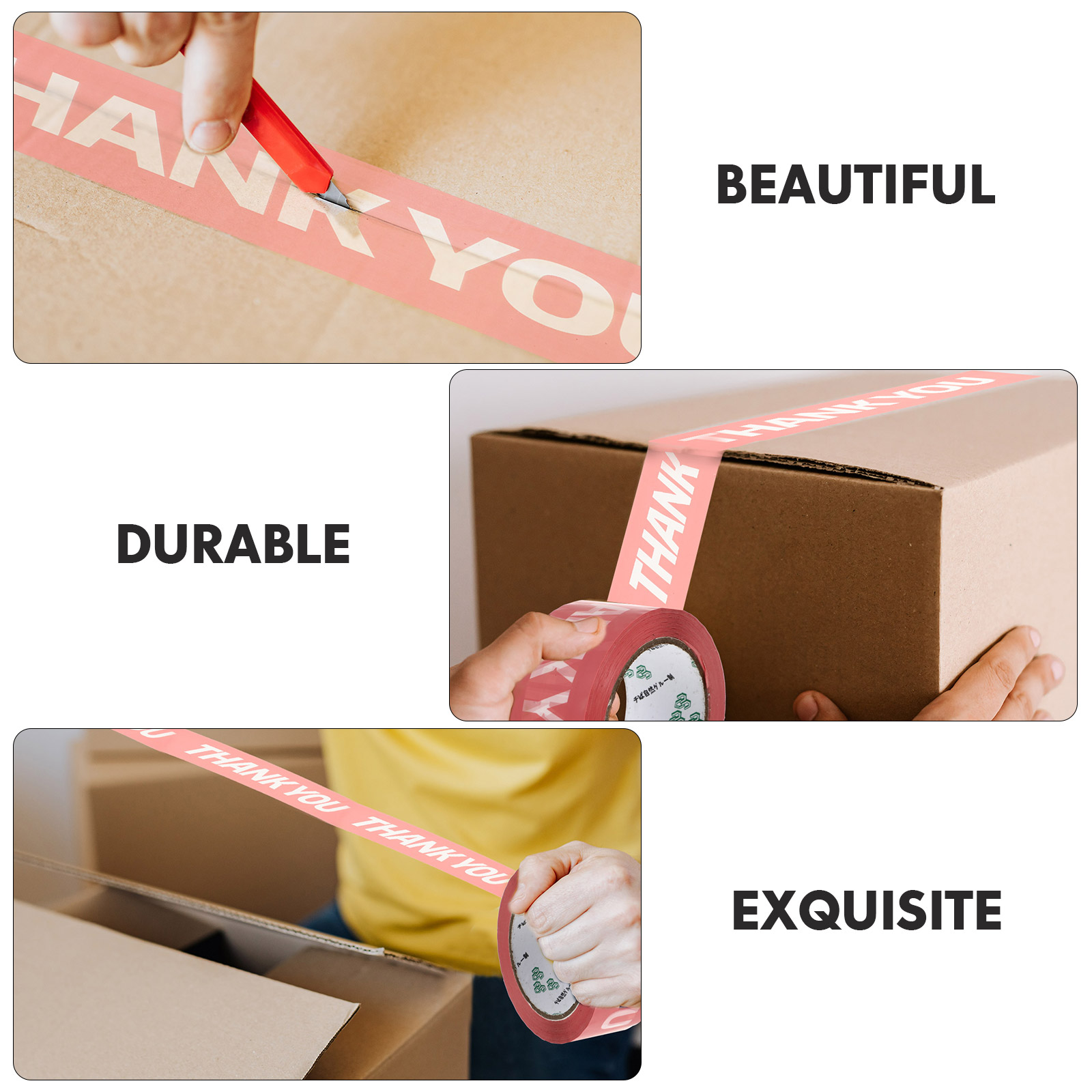 Pink Sealing Tape Holiday Packing DIY Festive Plastic Gift Wrapping Decorative Tape Strong Adhesive Long Roll Affordable Price