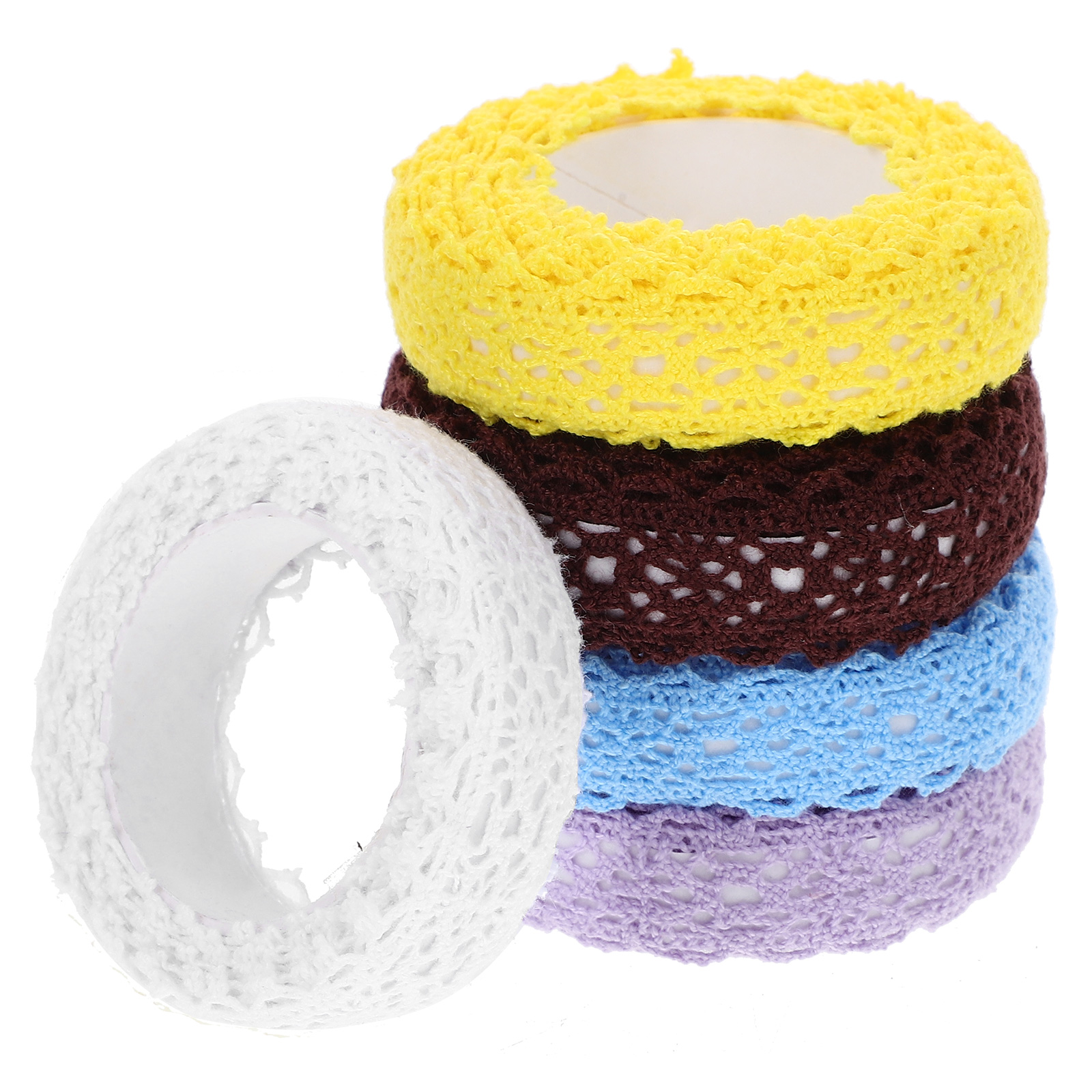 5 Rolls Decorative Tape Lace Stickers Adhesive Tapes for Crafts Book Cotton Elegant