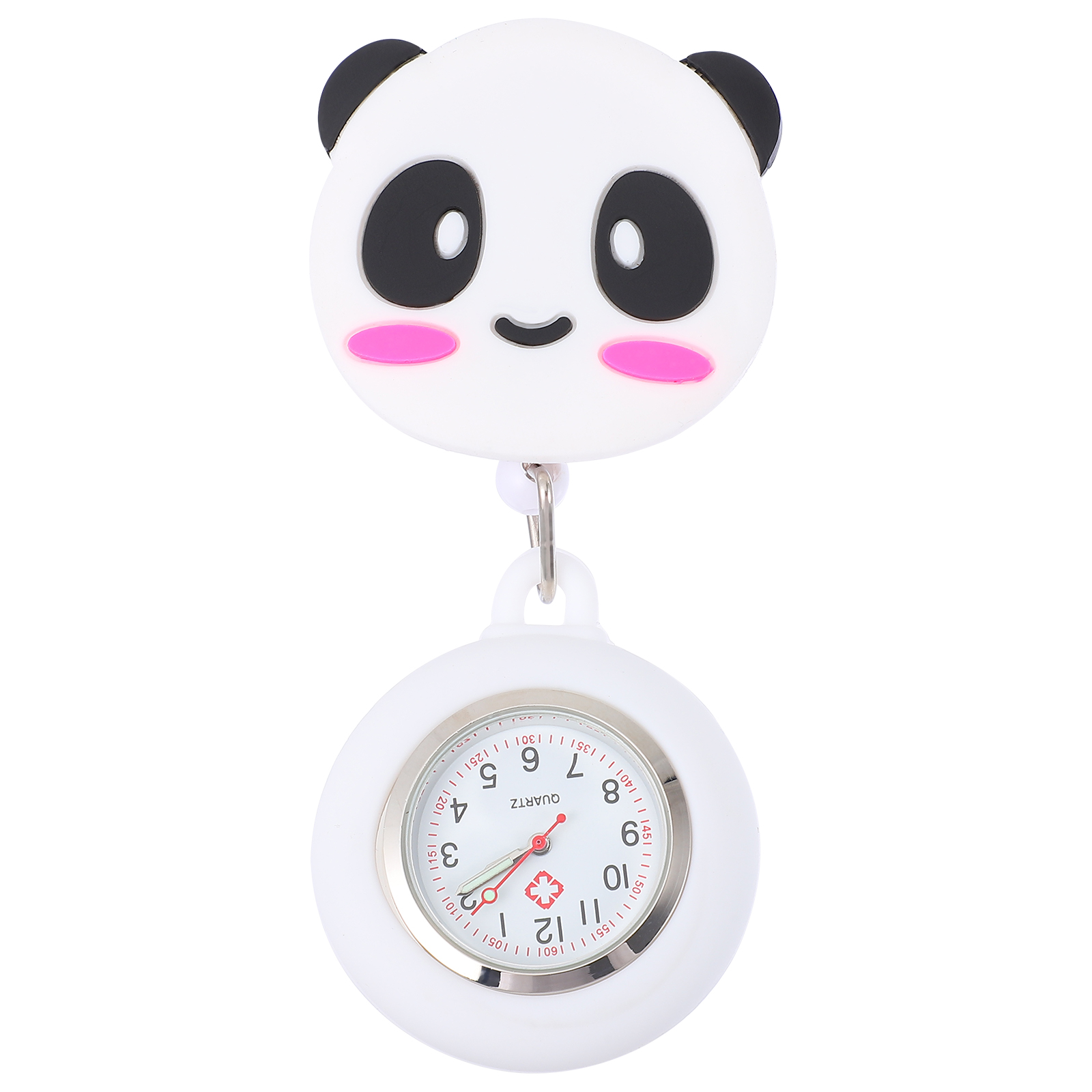 1pc Soft Tpu Chest Lovely Panda Design Stretchable Clip-On Pocket Watch For Nurses Doctors Timing Function Easy Carry Cartoon