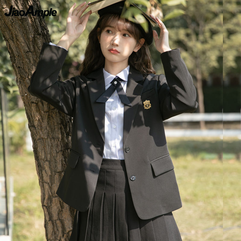 Women&#039;s Spring Autumn JK Fashion Black Blazers Japan Korean Preppy Style Student Suit Jacket Lady Joker Loose Solid Coats 2022