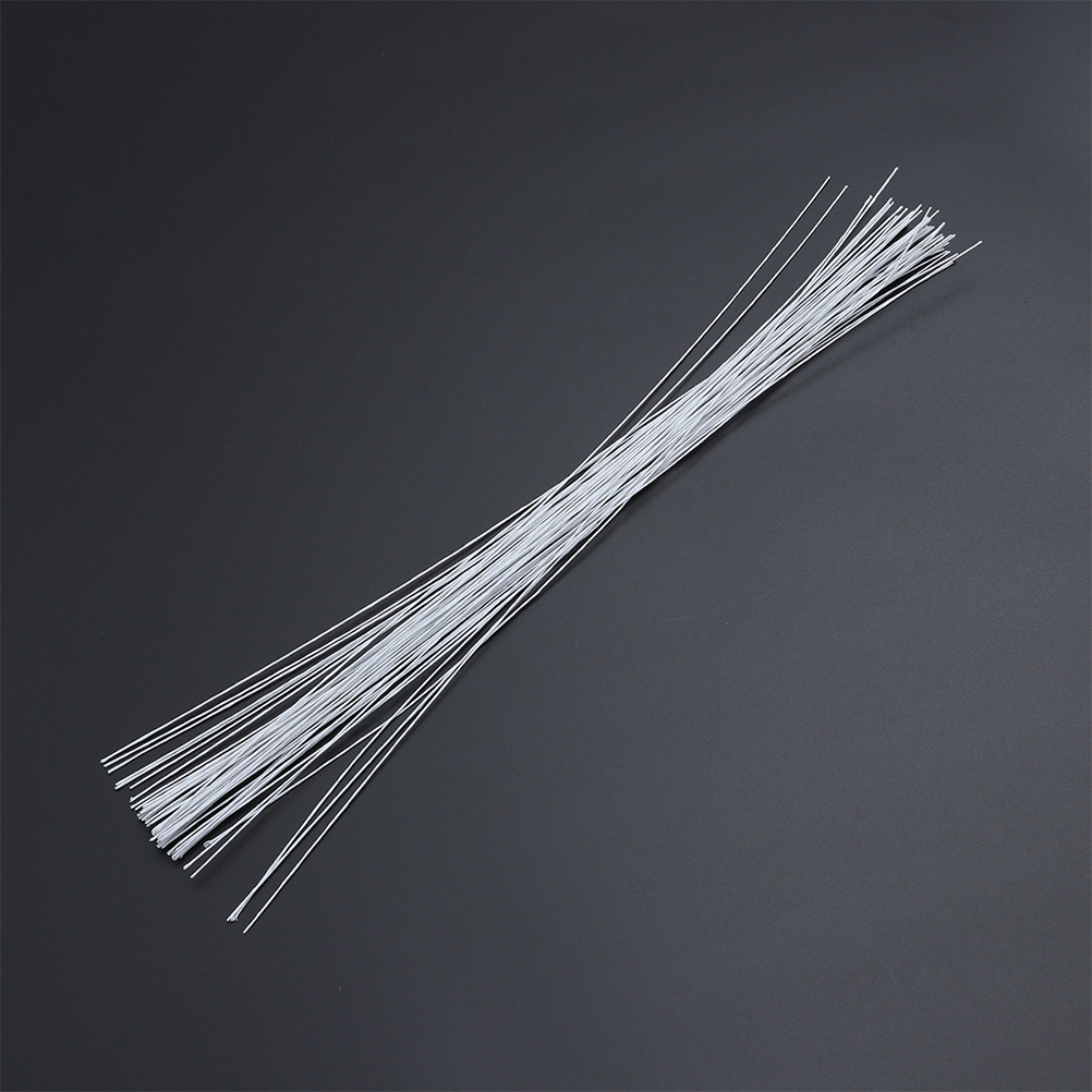 200pcs 40Cm Paperrose Branches Iron Wire Stems Floral Arrangement Supplies Diy Craft White Wreath Bouquet Crown Decoration Tape