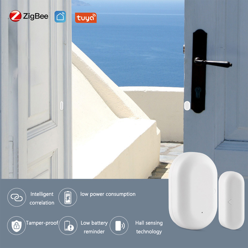 Graffiti Smart Home Door Magnetic Alarm ZigBee Window Sensor Tuya Security Monitoring Anti-theft Detector Low Battery Reminder