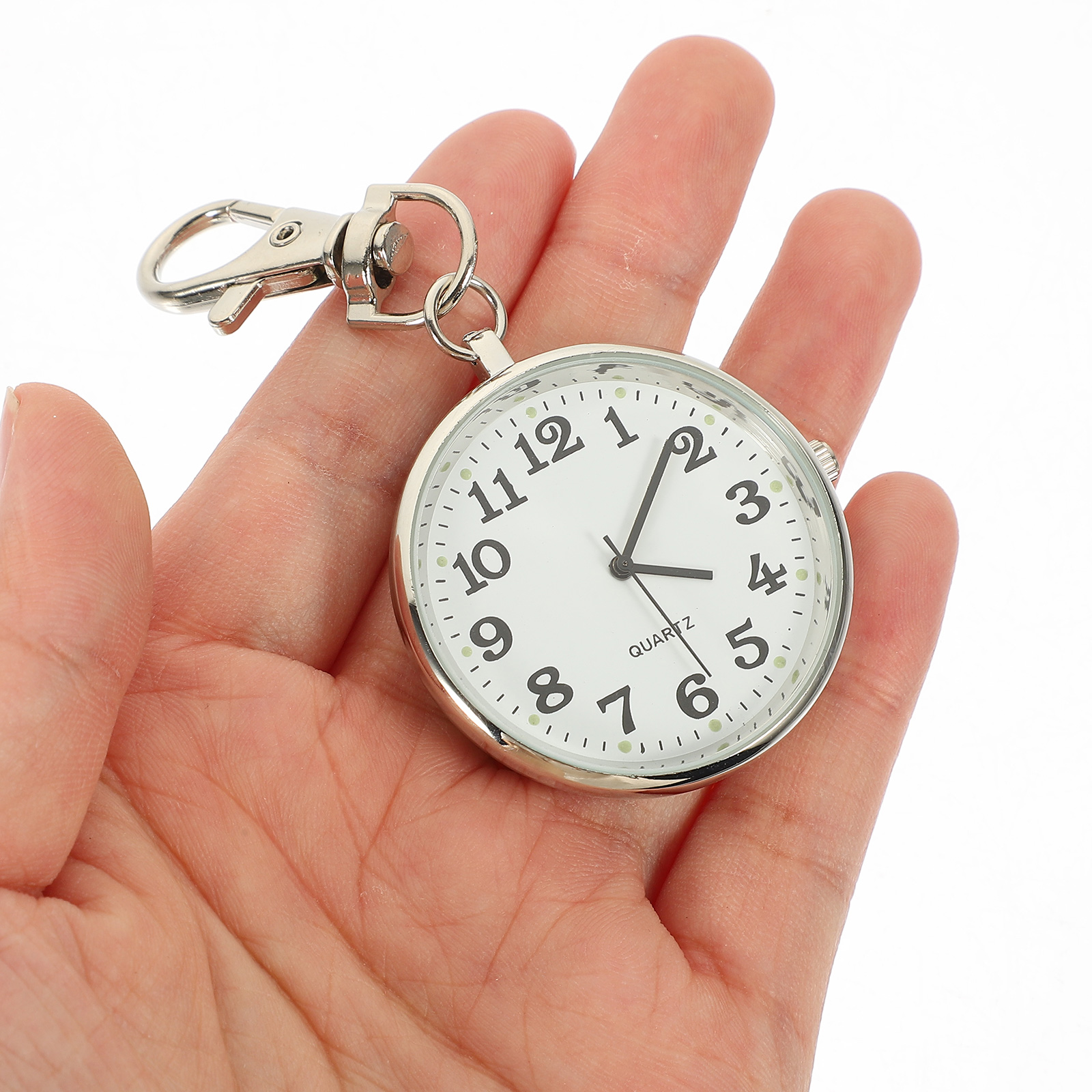 2pcs Hanging Pocket Watch Elegant Watch Pendant Lightweight Quartz Key Chain For Women Men Daily Use Gift (Silver Golden)