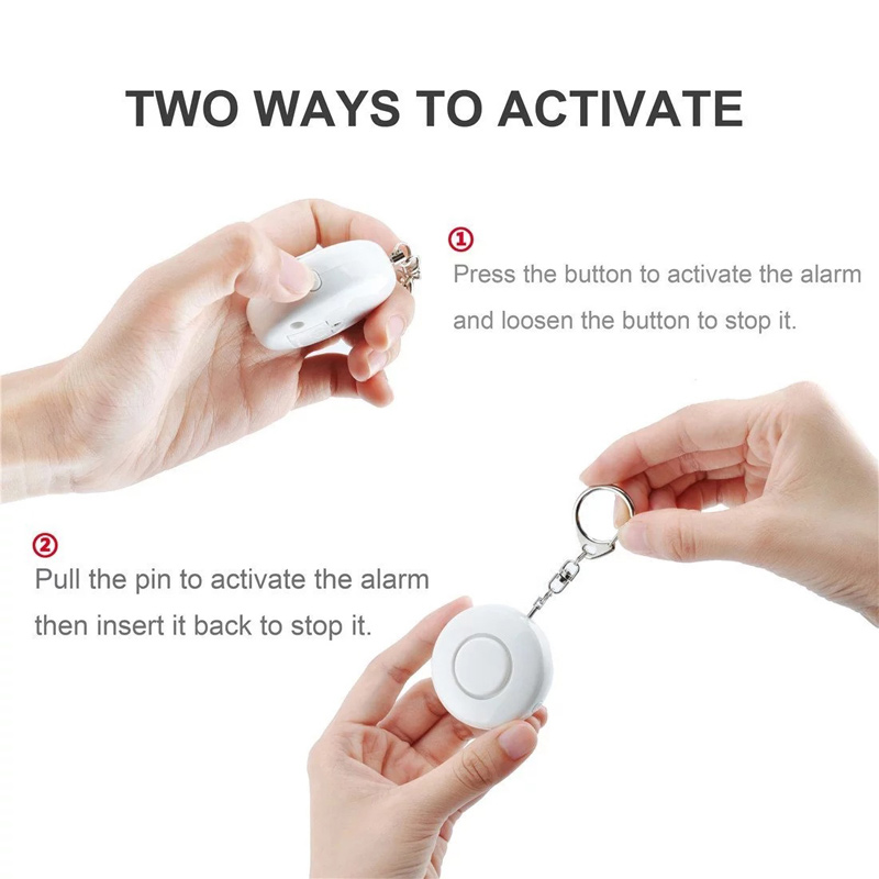 130db Llarge Decibel Circular Personal Alarm with Light Female Travel Alone Self-defense Emergency Rescue Device