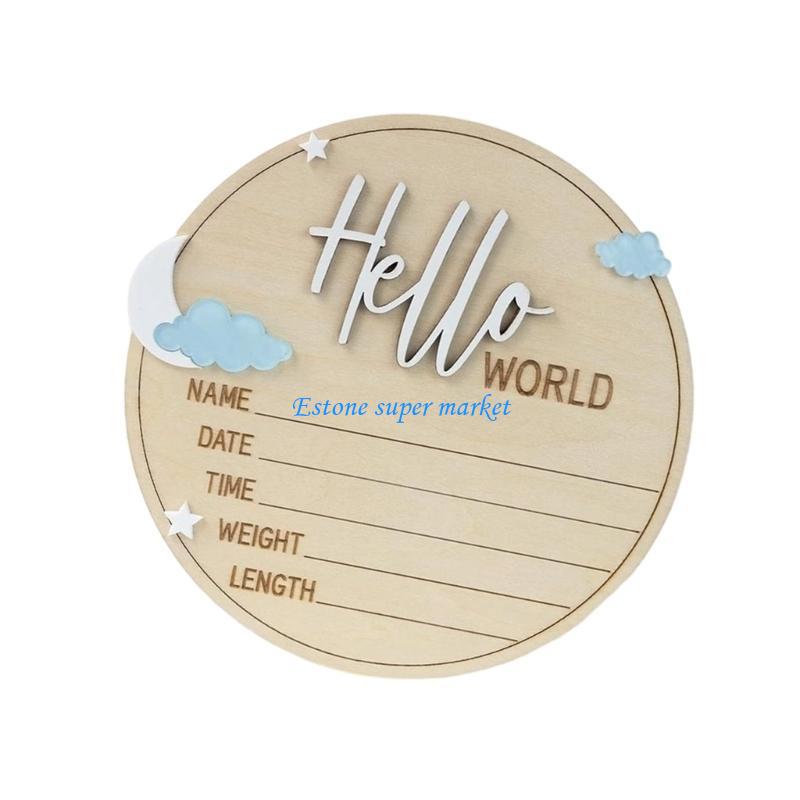 090B Newborns Baby Announcement Sign Unique Design Wooden Name Board for Hospital Home Daily Photography Props