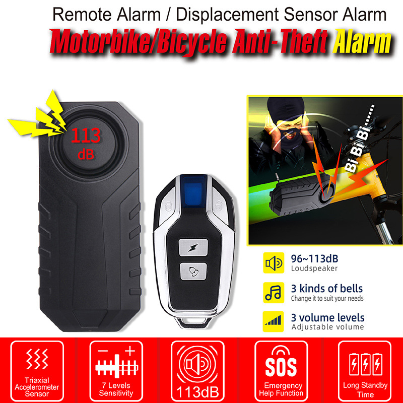 Waterproof  Motorcycle Vibration Detector Electric Bicycle Car Bike Alarm Sensor Security Anti Lost Wireless Remote Control