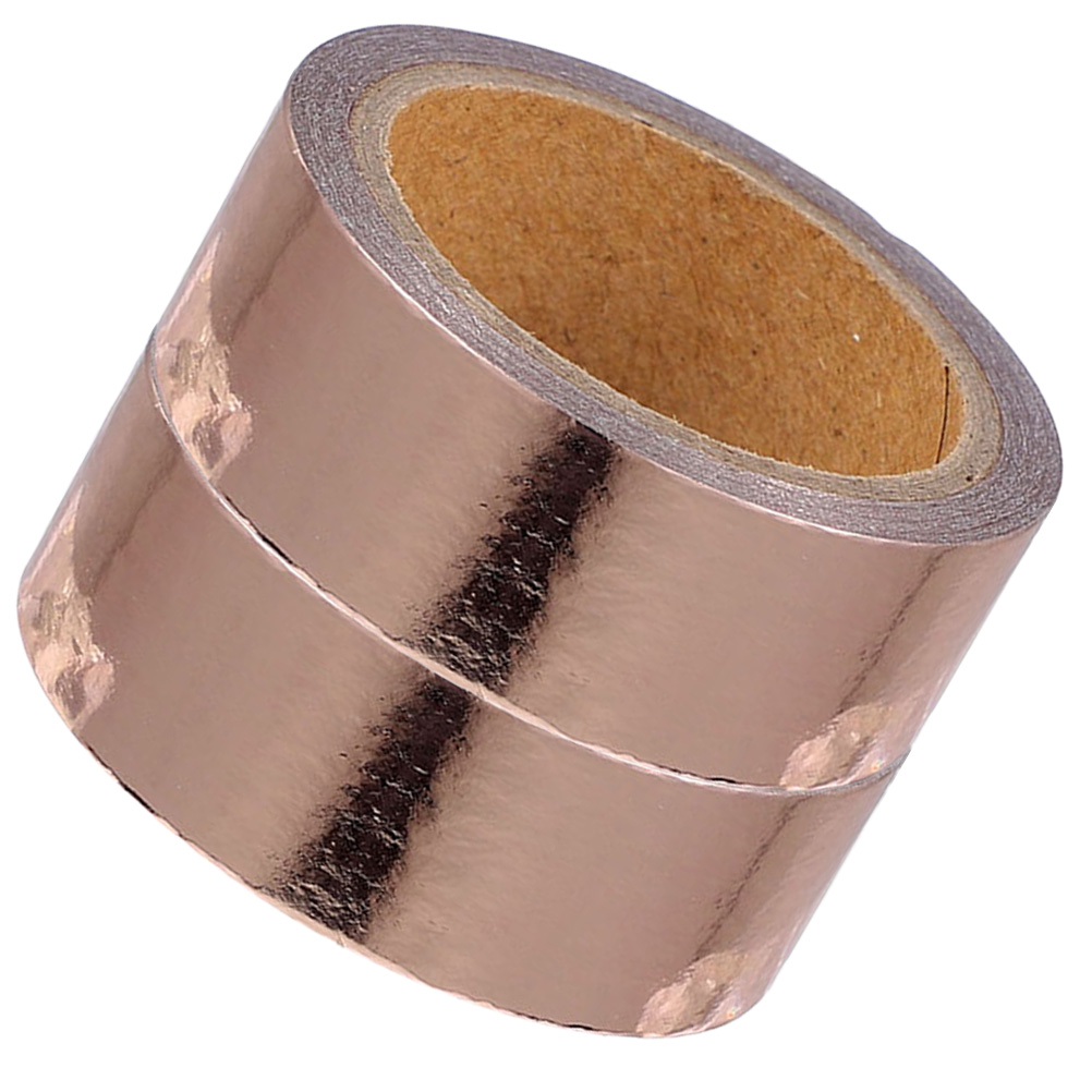 2pcs 2 Rolls Metallic Foil Washi Tape Decorative Diy Scrapbooking Crafts Adhesive Paper For Gift Wrapping Journaling Stationery