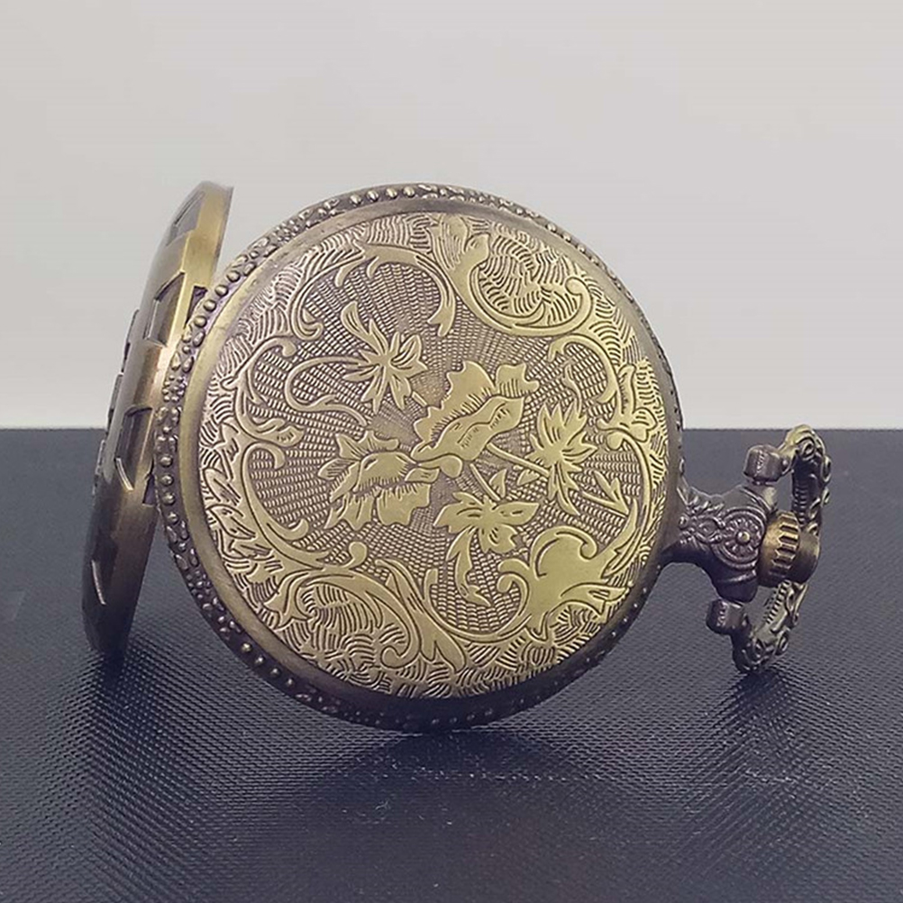 1 pc Vintage Quartz Pocket Watch Retro Chain Watch Decoration Bronze Color Unique Gift For Wedding Birthday Family Friends