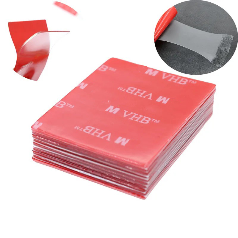 10PCS Transparent Tape Rubber Foam Double-Sided Adhesive Strong Paste Red Transparent Bottom Office Stationery 40*50mm