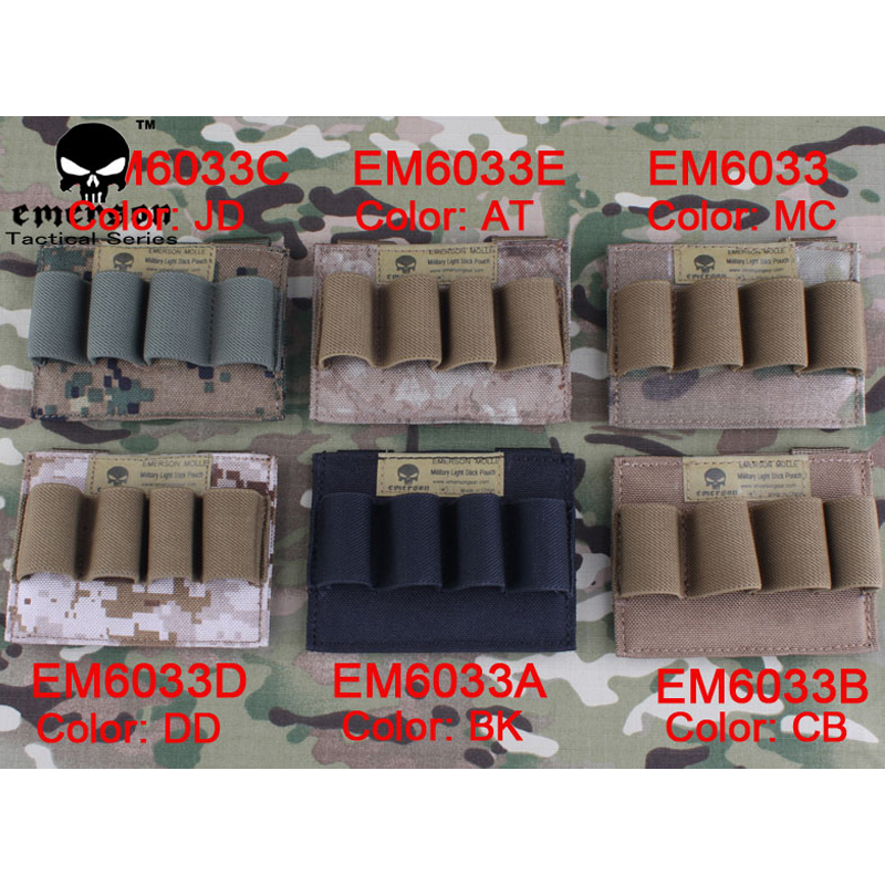 Emersongear Tactical Wargame Light Stick Pouch Molle Glow Stick Carrying Bag Panel Portable Airsoft Hunting Shooting EM6033