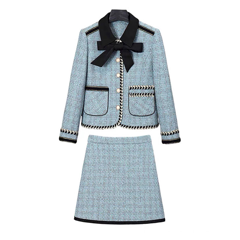 2025 new lapel lace fashionable and elegant tweed suit for ladies with high-end temperament and design