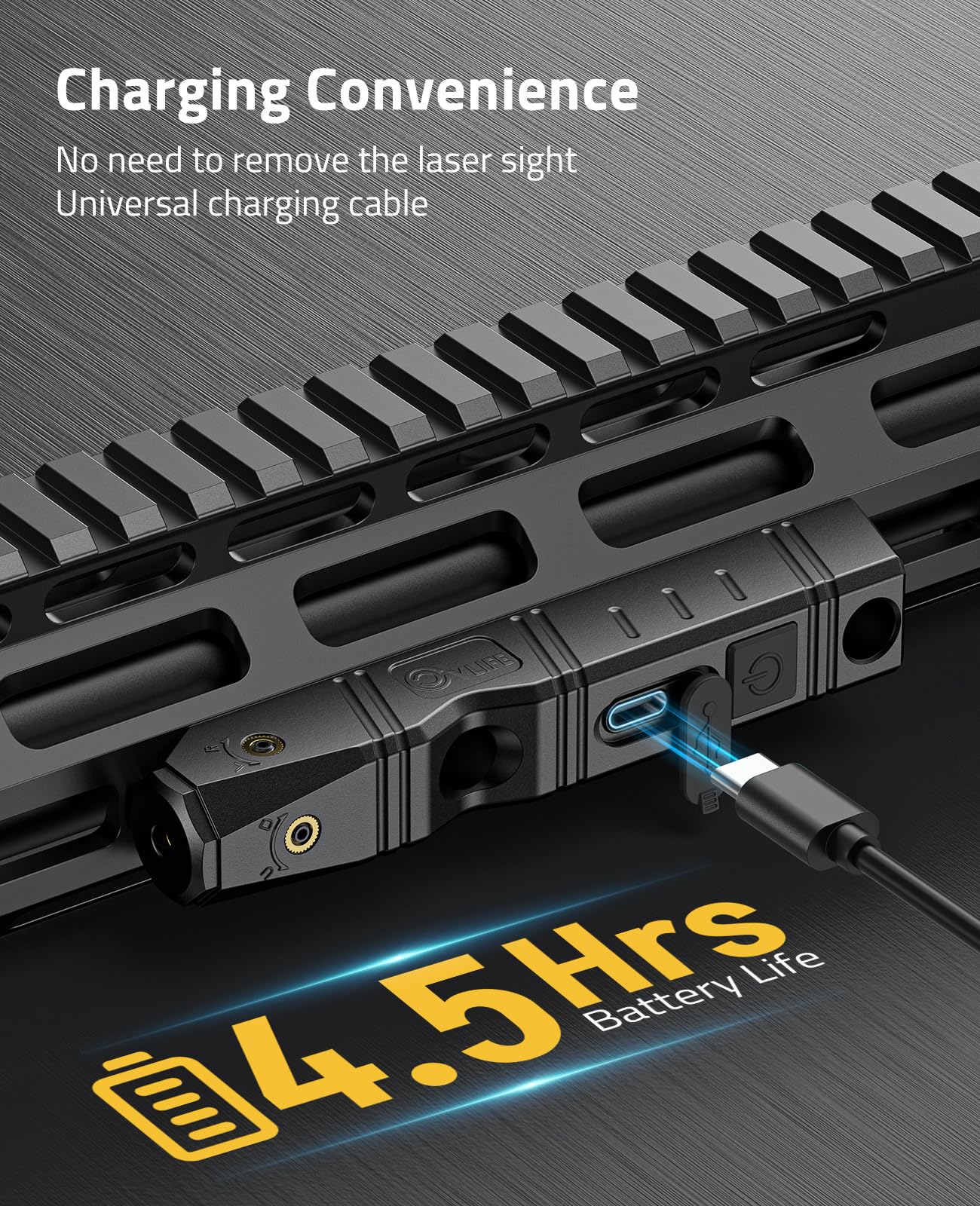 Airsoft Rifle Green Laser Sight Compatible with M-Lok Rail Rechargeable Low-Profile Tactical Laser for Gun with Strobe Function