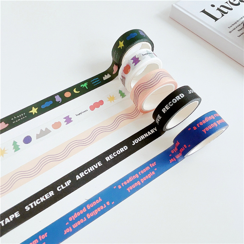 Ins Cartoon Cute Creative English Decorative Tape Kawaii Sealing Sticker Hand Account Stationery Washi Tape 5m school tools