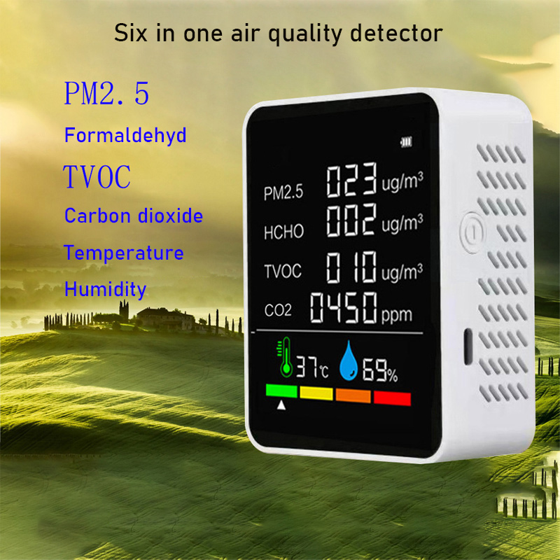 Portable Temperature and Humidity Sensors Carbon Dioxide Air Quality Detector PM2.5 Formaldehyde TVOC Detection