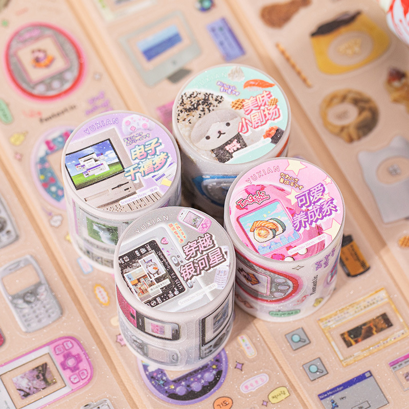 Mr. Paper, Game Console Food Themed PET Stickers, Scrapbook Notebook Phone Case Diary Decoration Stationery Stickers