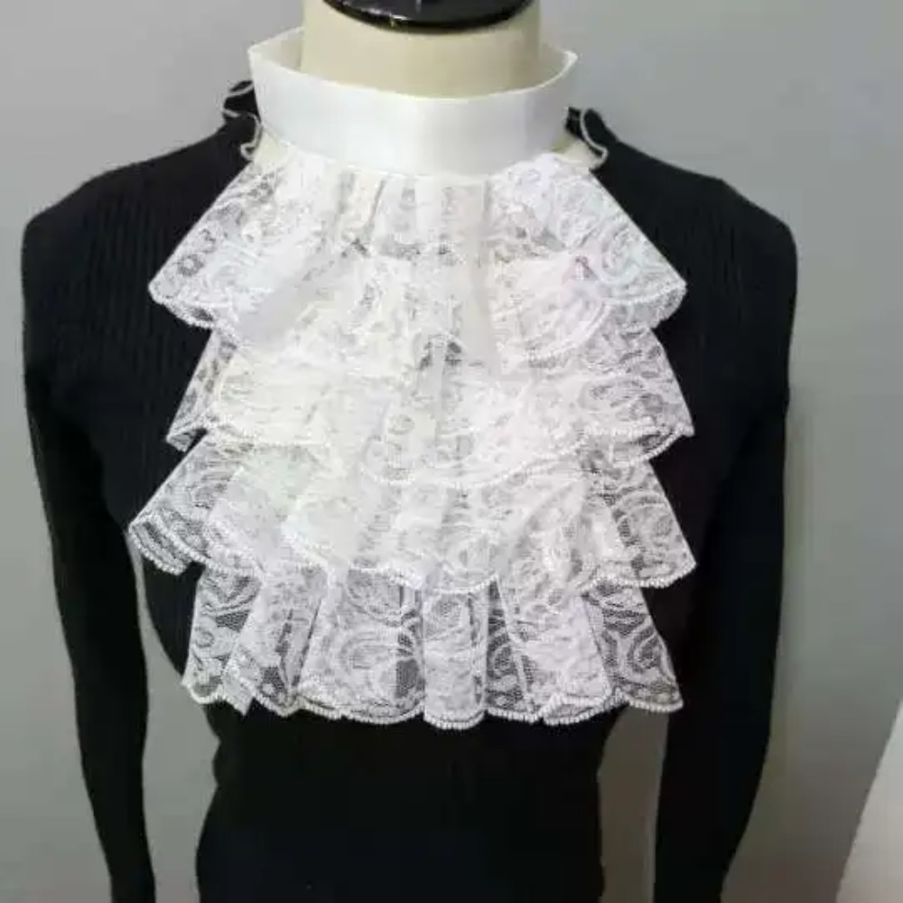 Vintage Lolita White Lace Bow Tie Stage Performance Costume Accessories Noble Palace Fake Collar  Women&#039;s Shirt Collar Flowers