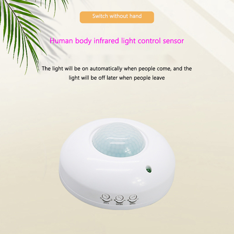360 ° Intelligent Induction Light Control Switch 110-220V Circular Ceiling Human Infrared PIR Motion Sensor Adjustable Delay