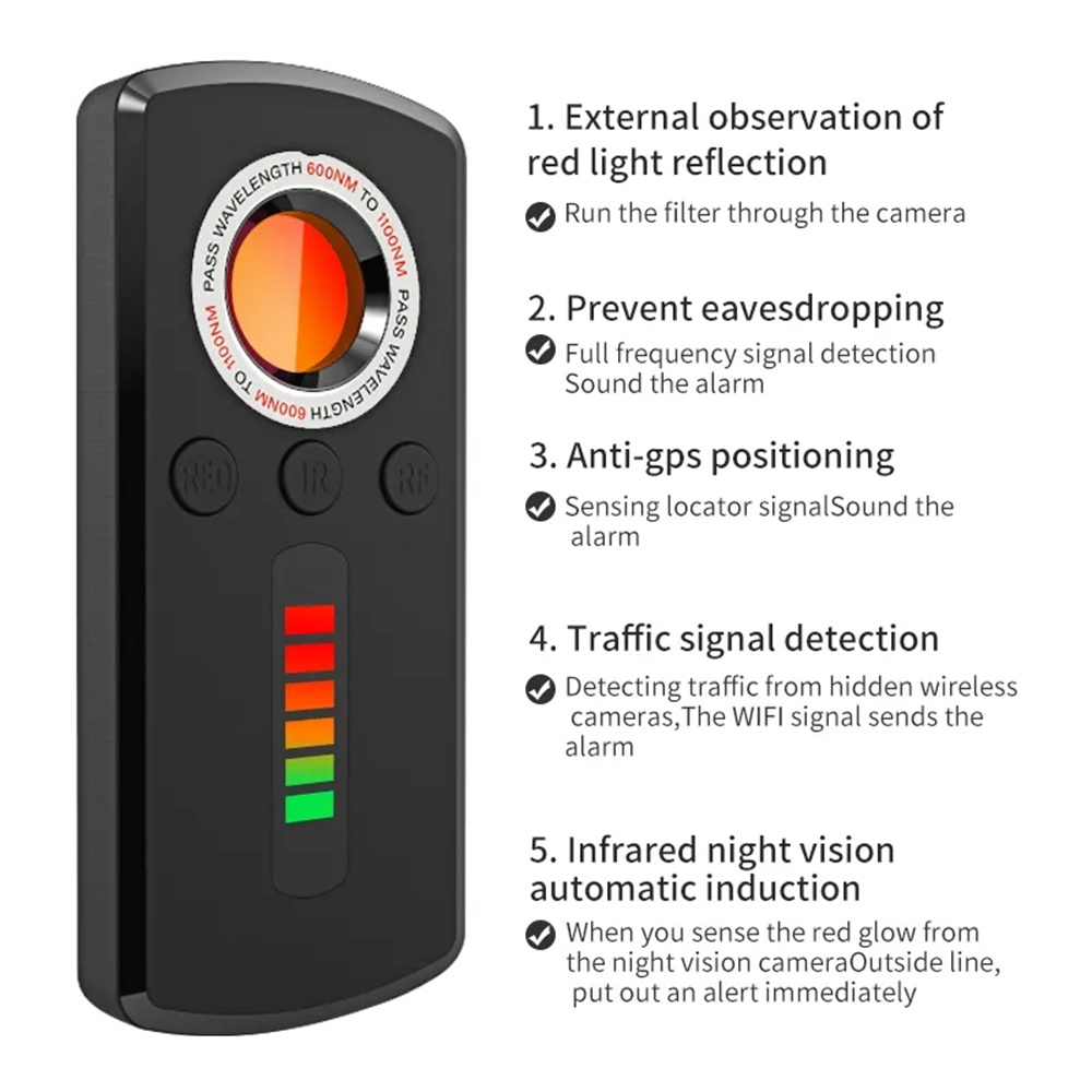 Professional Anti Spy Wireless RF Signal Detector Bug GSM GPS Tracker Infrared Anti Candid Hidden Camera Detect Automation Alarm