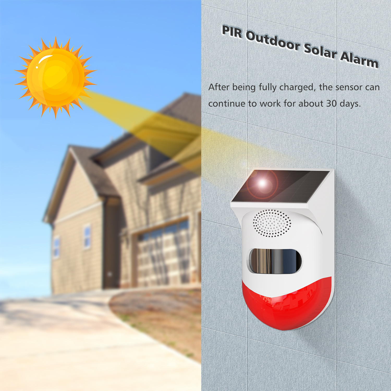 Anti-theft Human Body Induction Infrared Acousto-optic Alarm Lamp Wireless RF433 Outdoor Rain-proof Solar Light Annunciator