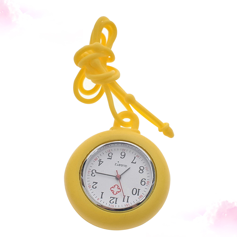 1pc Silicone Nurse Watch Portable Medical Pocket Hanging Watch For Doctor Gift Yellow Durable Simple Design Clothing Decoration