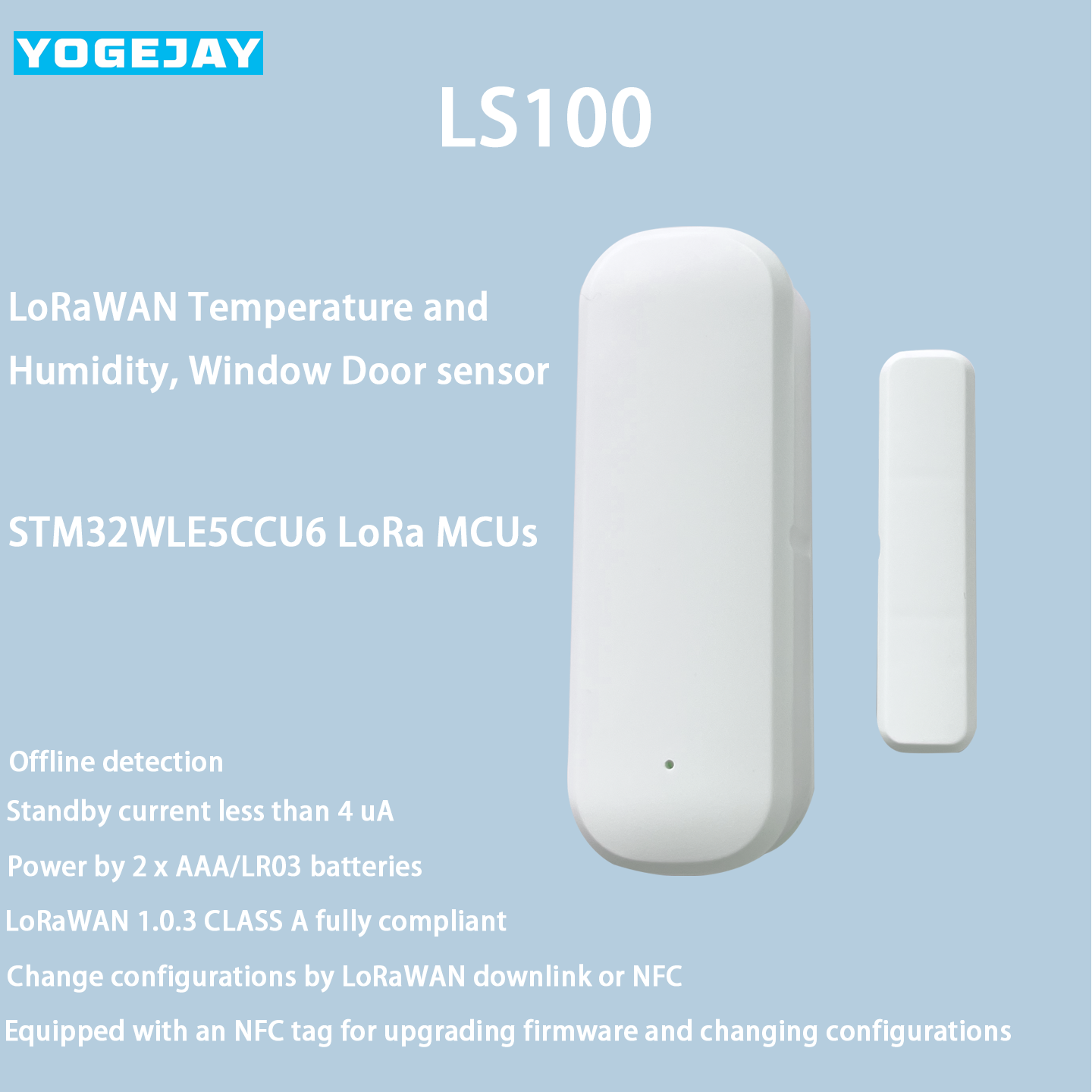 LoRaWAN Temperature and Humidity, Window Door sensor LS100  STM32WL NFC