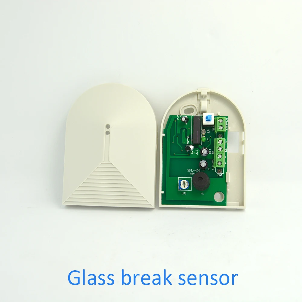 4Pcs Wire Indoor Break Glass Sensor Surface Vibration Detector Home Security Alarm NC Output Relay Alarm System Accessories