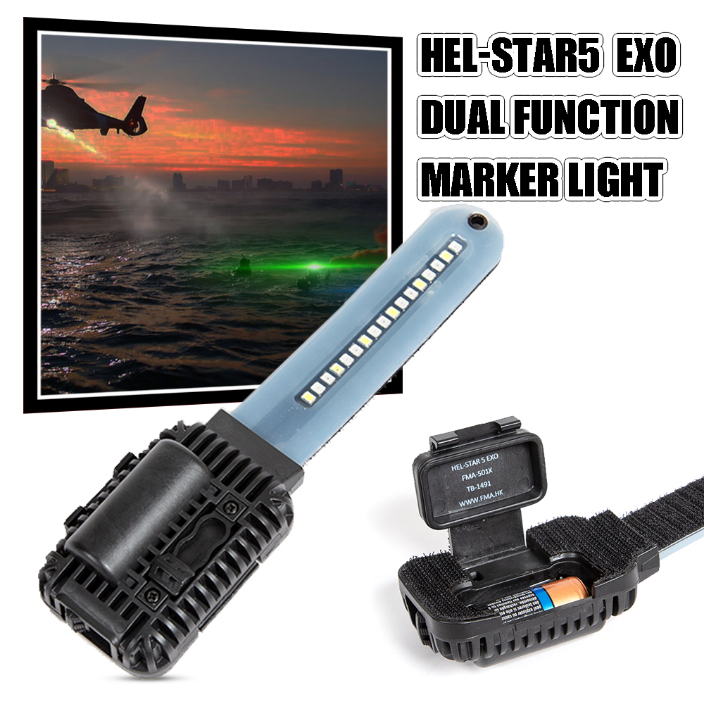 Tactical HEL-STAR 5 EXO Dual Function Marker Light Airsoft Strobe Helmet Light Distress Marker Functional Security Rescue Light