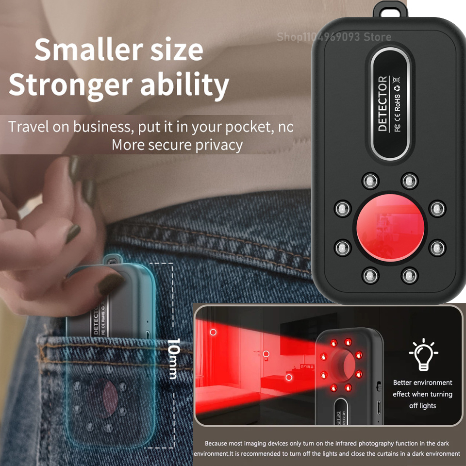 Mini Portable Hidden Camera Detector Anti Surveillance Anti Candid Shooting Scanner Wireless Bug Finder Infrared Alarm Detector