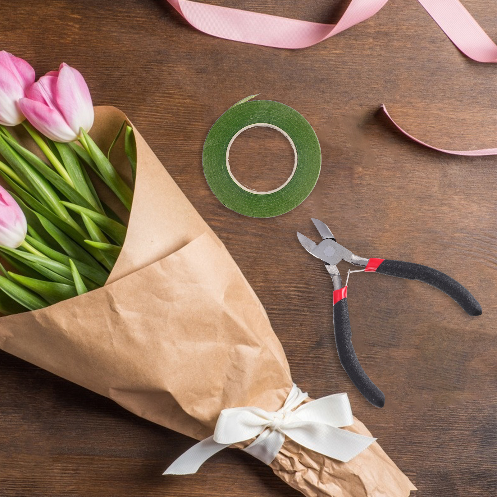 Floral Tape Set Flower Arrangement Tool Kit Bouquet Stem Artificial Sturdy Wire Plastic Package Tapes
