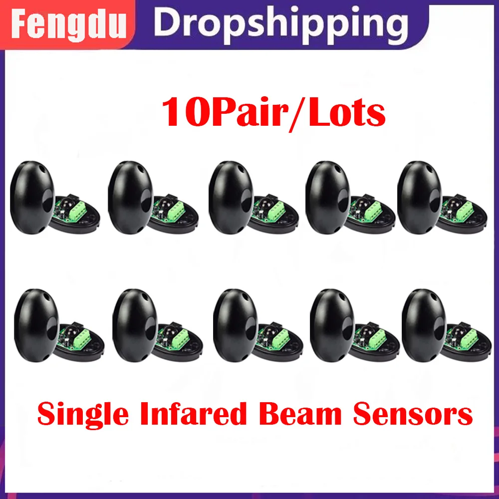 Waterproof Alarm Sensor Infrared Safety Beam 12V/24V IR Relay 10 Sets for Gates Doors Windows Against Hacking System