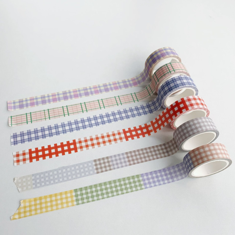 Korean Ins Colorful Grid Washi Tape 5m Envelope Card Sealing Sticker Girl Hand Account Stationery Creative DIY Decorative Tape