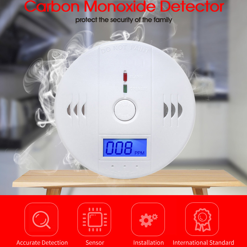 Carbon Monoxide Detector Sound And Light Alarm Household Leakage Indoor CO Coal Gas Smoke Detection LCD Display