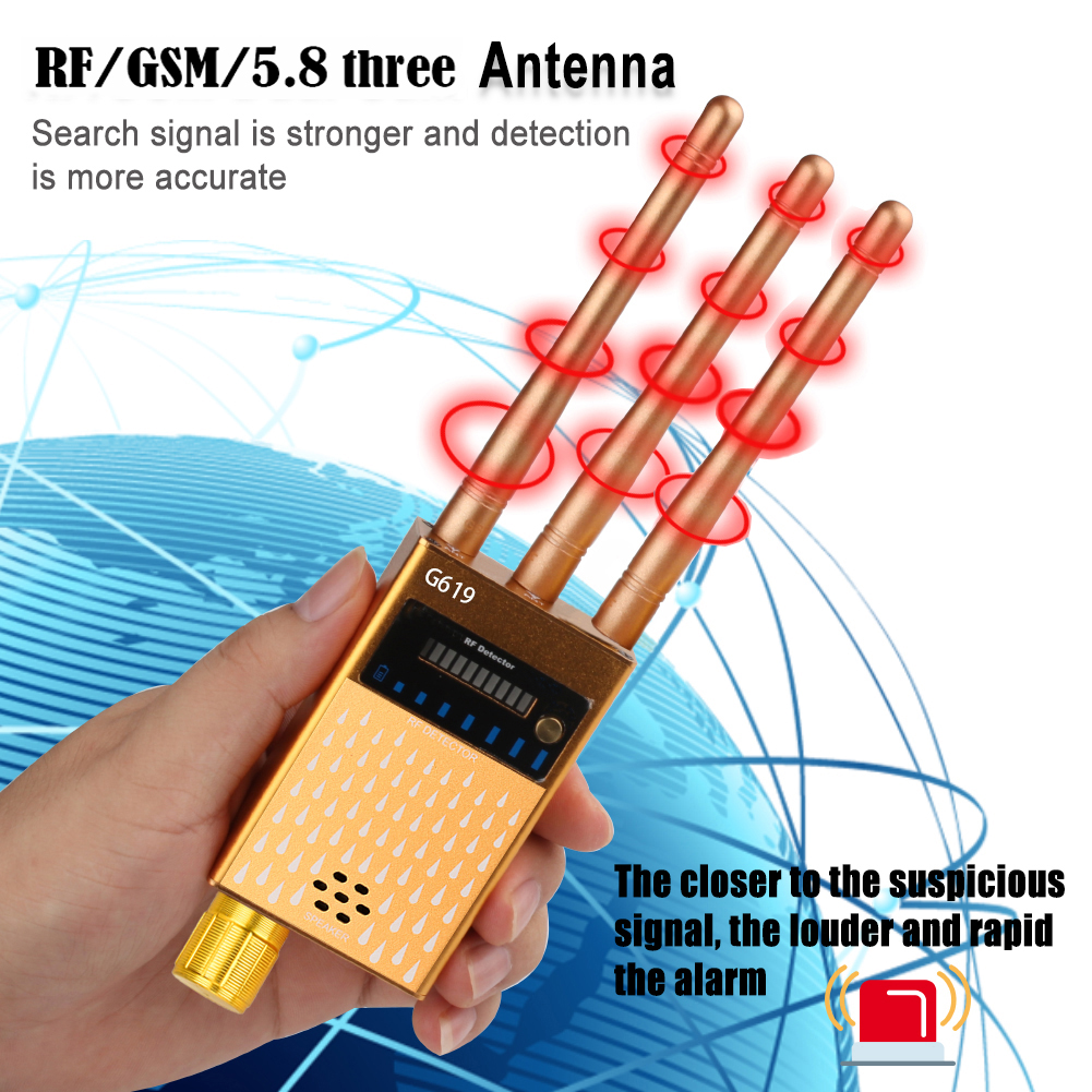 G319 Anti-spy Wireless Hidden Camera Detector 1.2GHz&amp;2.4GHz&amp;5.8GHz Radio RF Signal Finder GSM Audio Bug Scan Three Antennas G619