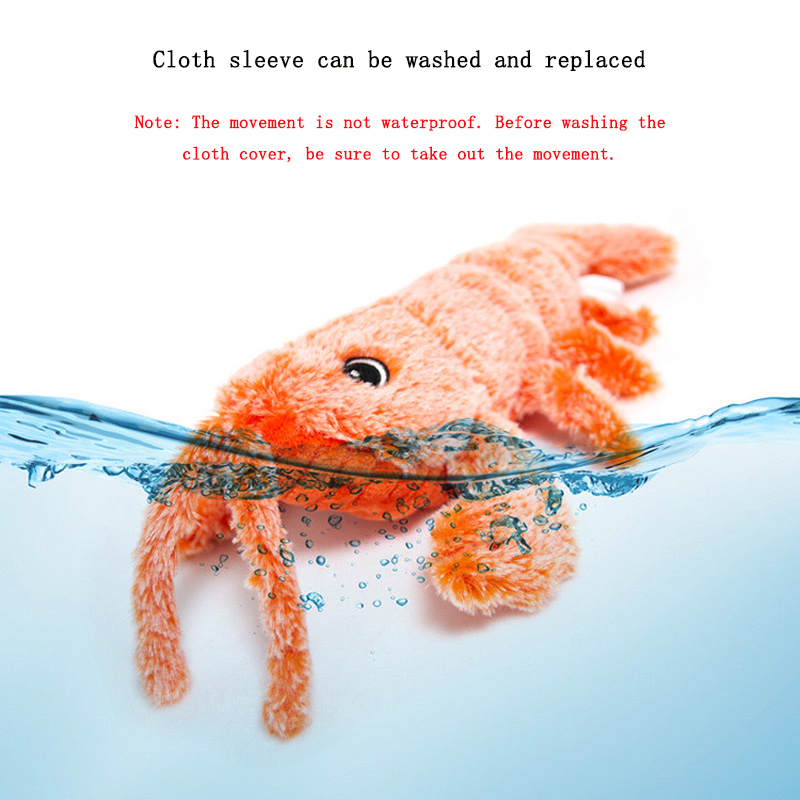 USB Charging Smart Pet Gravity Jump Shrimp Simulation Animal Fur Lobster Electric Cat Toy Tap Trigger Cloth Cover Can Be Washed