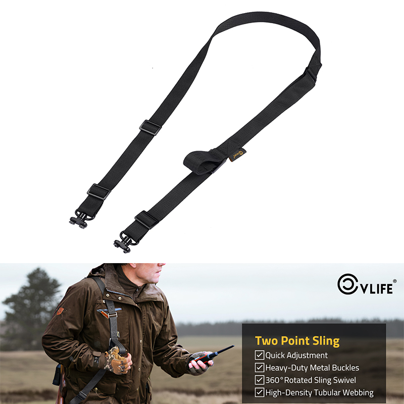 CVLIFE Two Point Sling with Quick Adjust Thumb Loop Rifle Slings with Metal Adjuster Buckle Shotgun Strap Removable Swivels