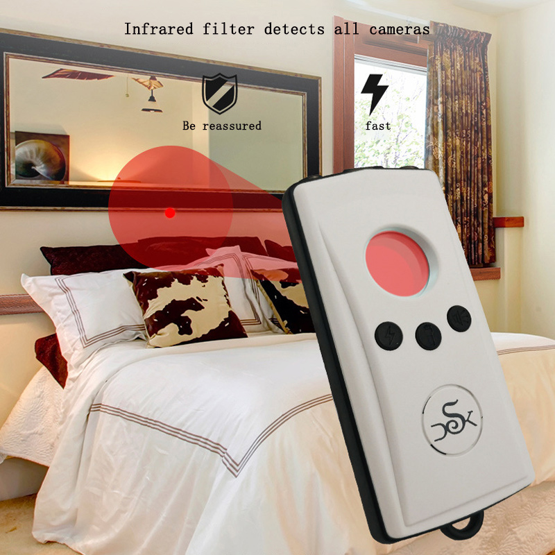 A8 Infrared Detection Pinhole Anti Camera Detector Hotel Anti-theft Monitoring Eavesdropping Audible and Visual Alarm Flashlight