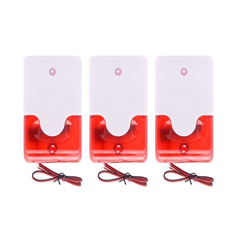 3PCS 1PCS 110dB Sound Prompt Alert Indoor 12V Wired Siren with Red Light Flash for House Smart Life Security Protection