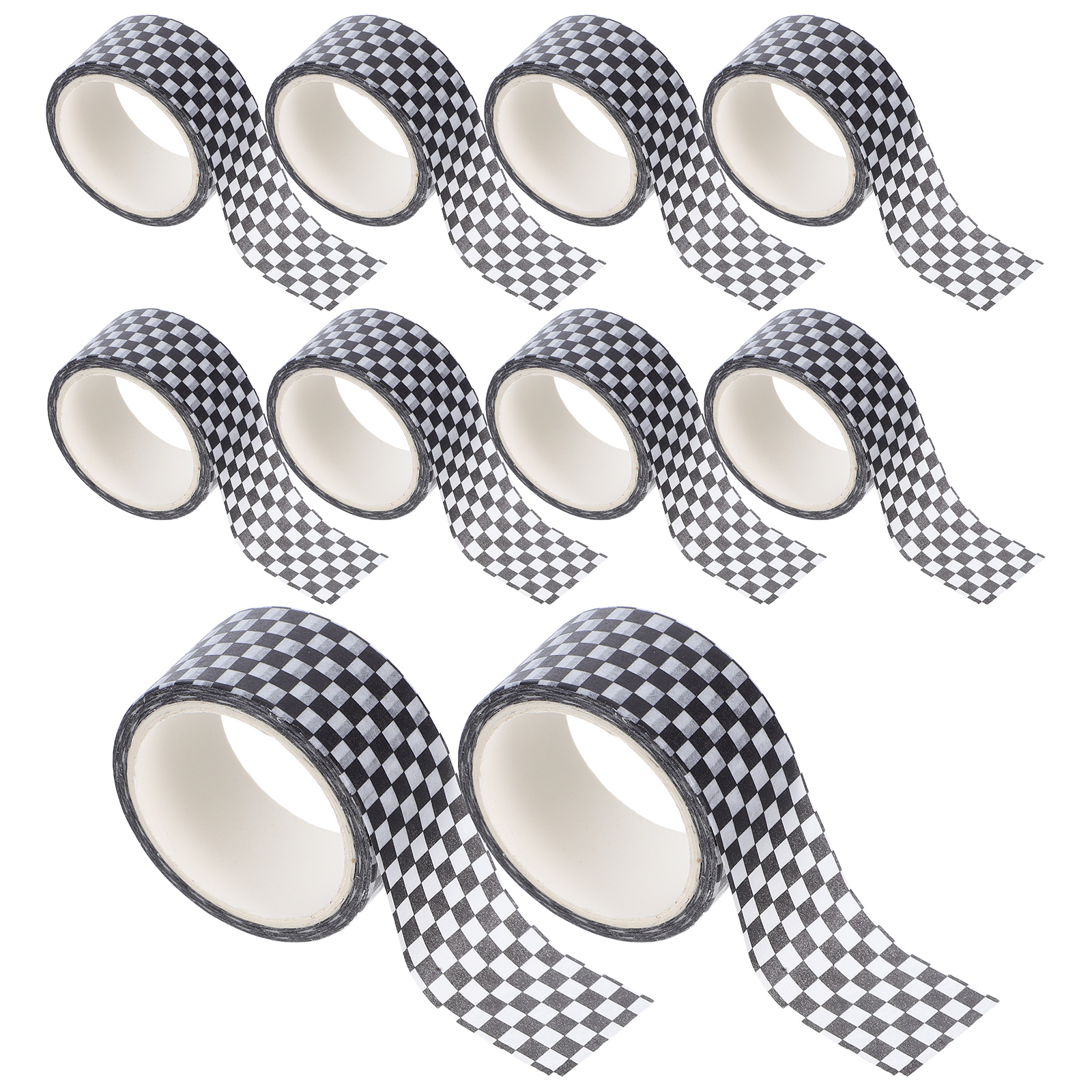 12pcs Grid Washi Tape Set Black White Decorative Paper Tape For Journaling Scrapbooking Crafts Diy Planner Stickers Organization