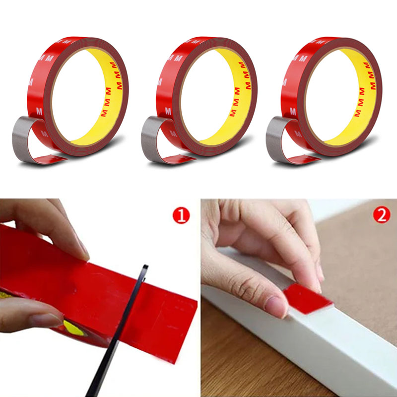 3/5 Meters Length 3pcs Gray Acrylic Double Sided Tape Extra Strong Heavy Duty Nano Tapes Traceless Adhesive Sticker Sticky Tape
