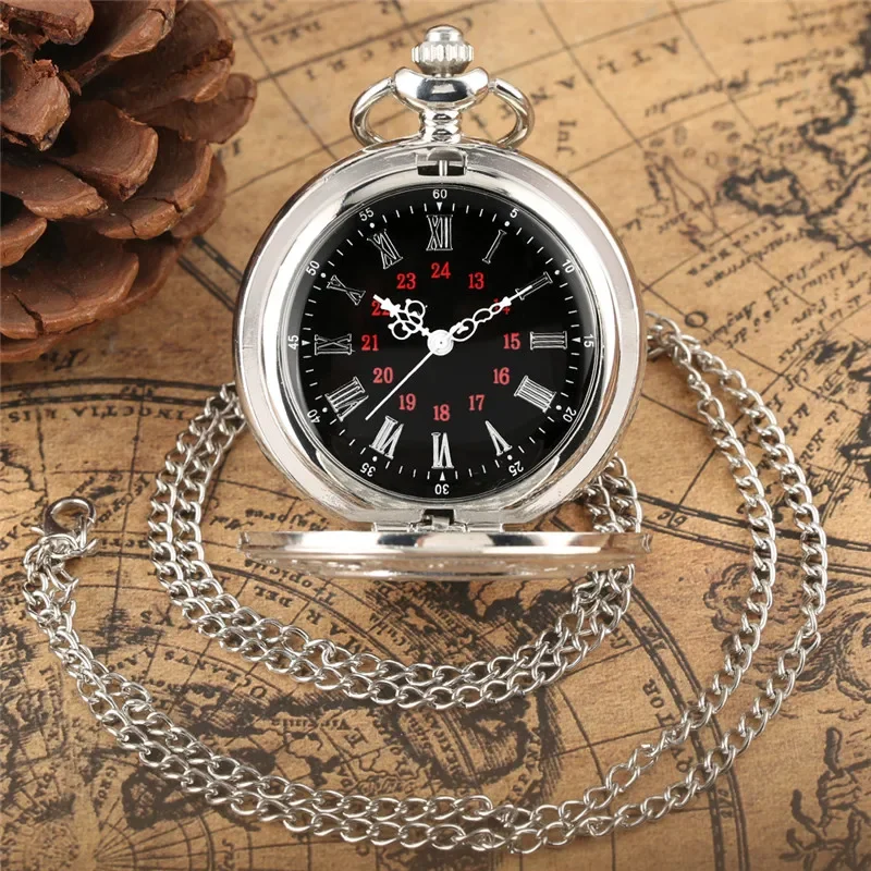 Antique Engraved Roman Number Cover Men Women Quartz Analog Pocket Watch with Necklace Pendant Chain Collectable Clock reloj