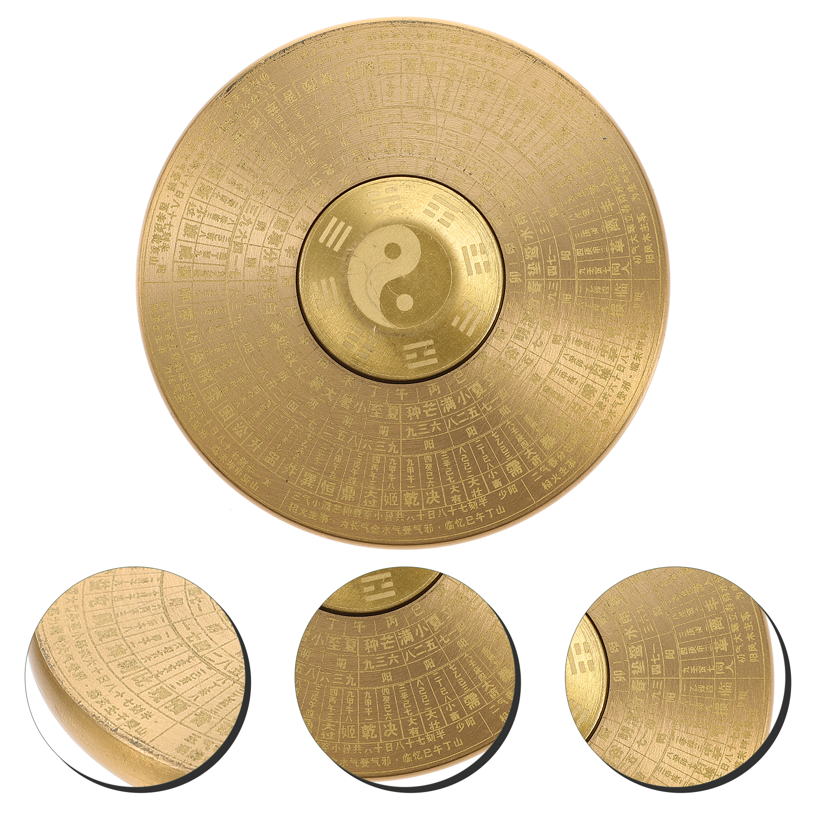 Compass Handle Finger Gyros Handheld Rotating Leisure Brass Tai Chi Pattern Portable Thinking