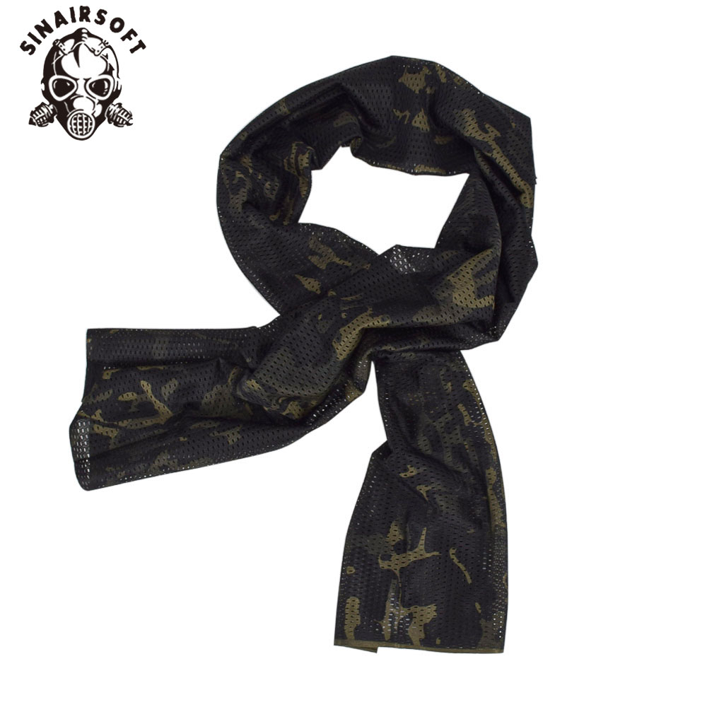 SINAIRSOFT Tactical Camouflage Mesh Scarf Men Women Scarf For Airsoft Sports Hunting CS Face Mask Sabage LY1401