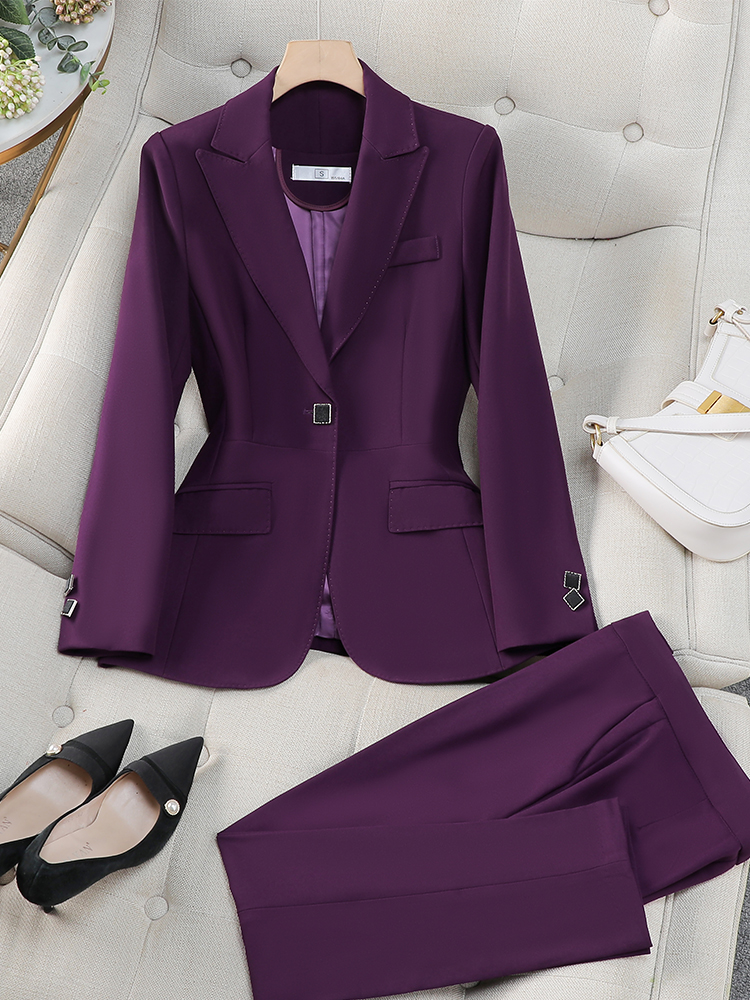 Autumn Winter Women PantSuit Office Ladies Female Business Work Wear 2 Piece Set Formal Blazer Jacket And Trouser ensemble femme