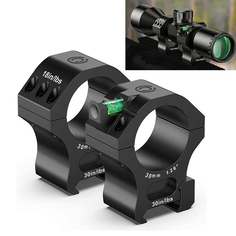 CVLIFE Rifle Scope Rings Precision 30mm Tube Riflescope Mount with Level Bubble for Picatinny Rail - 2 Pieces 0.9" 1'' 1.26''